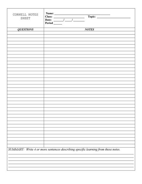 20+ Cornell notes template 2020 - Google Docs & Word Printable themes